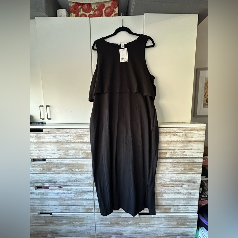 🖤 H&M Mama Nursing Maxi Dress Size L Black Maternity NWT